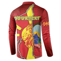 Personalized North Macedonia Button Sweatshirt National Emblem With Lion - Wonder Print Shop