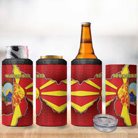 Personalized North Macedonia 4 in 1 Can Cooler Tumbler National Emblem With Lion - Wonder Print Shop