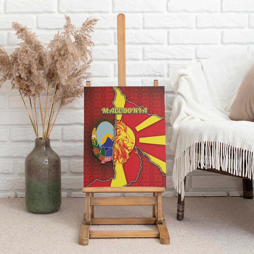 North Macedonia Canvas Wall Art National Emblem With Lion - Wonder Print Shop
