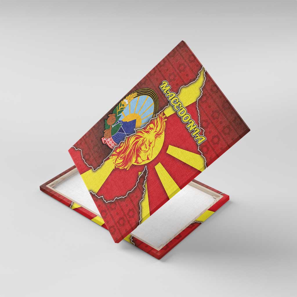 North Macedonia Canvas Wall Art National Emblem With Lion - Wonder Print Shop