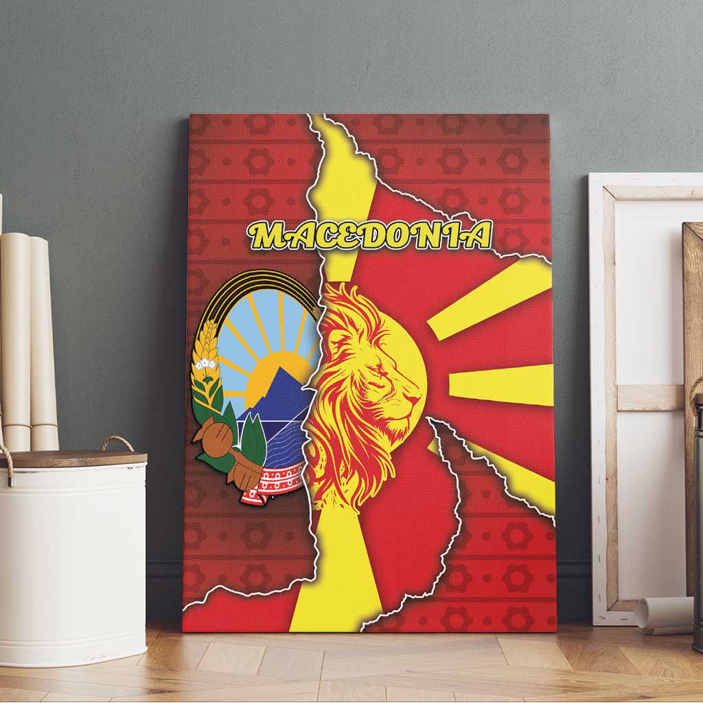 North Macedonia Canvas Wall Art National Emblem With Lion - Wonder Print Shop