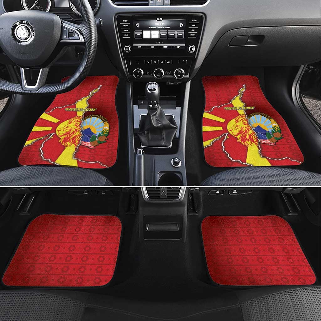 North Macedonia Car Mats National Emblem With Lion - Wonder Print Shop
