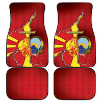 North Macedonia Car Mats National Emblem With Lion - Wonder Print Shop