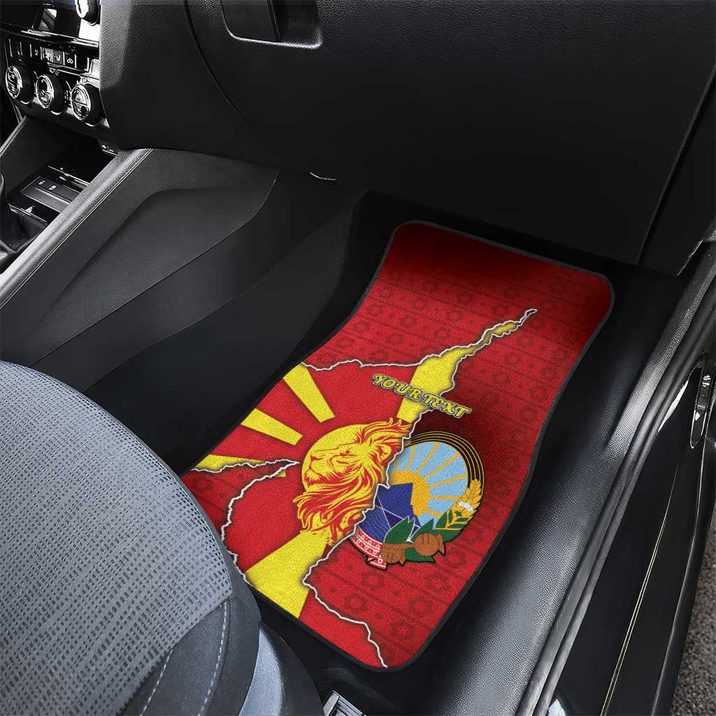 North Macedonia Car Mats National Emblem With Lion - Wonder Print Shop