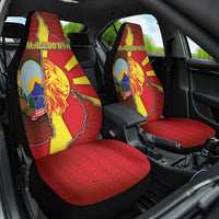 North Macedonia Car Seat Cover National Emblem With Lion - Wonder Print Shop