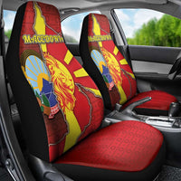 North Macedonia Car Seat Cover National Emblem With Lion - Wonder Print Shop