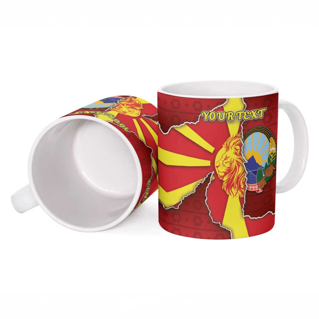 Personalized North Macedonia Ceramic Mug National Emblem With Lion - Wonder Print Shop