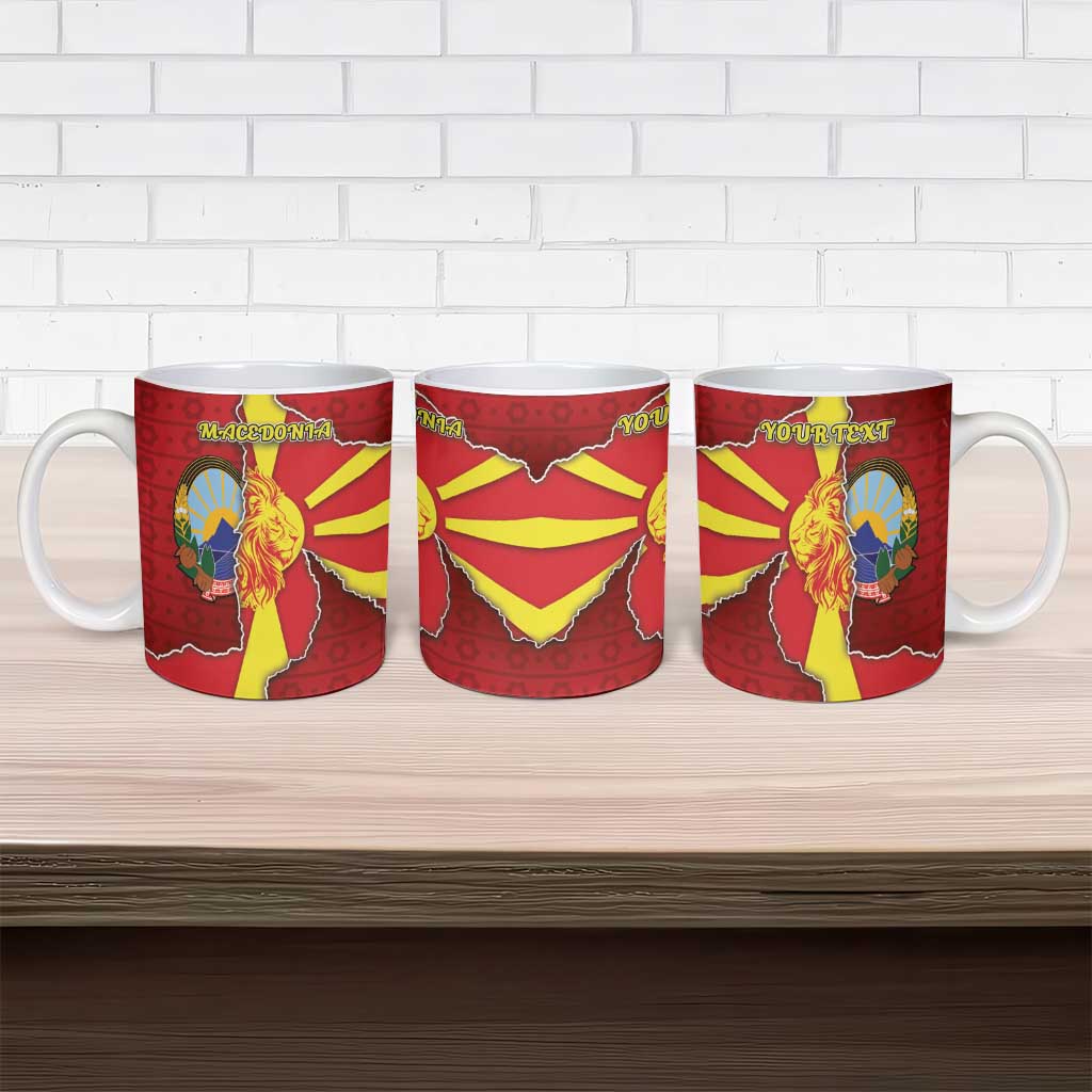 Personalized North Macedonia Ceramic Mug National Emblem With Lion - Wonder Print Shop