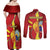 Personalized North Macedonia Couples Matching Off Shoulder Maxi Dress and Long Sleeve Button Shirt National Emblem With Lion - Wonder Print Shop