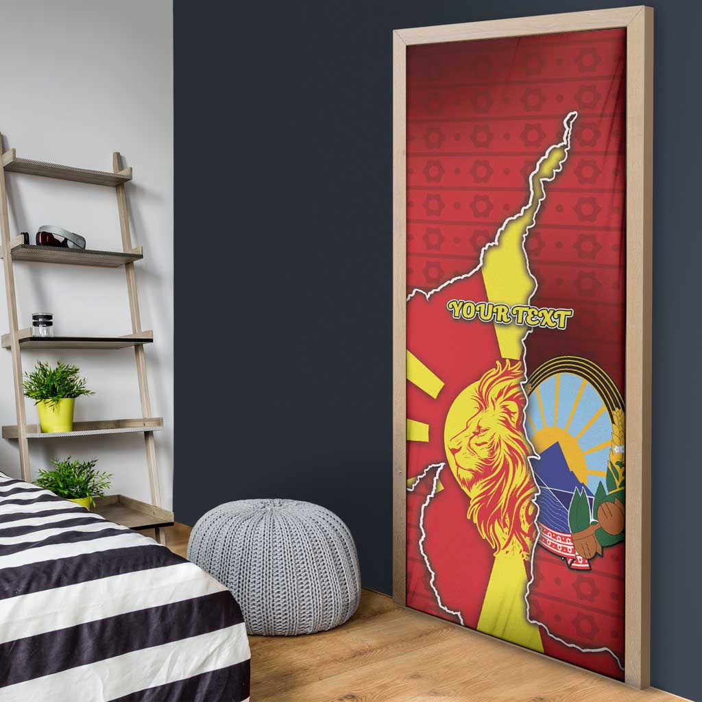 North Macedonia Door Cover National Emblem With Lion - Wonder Print Shop