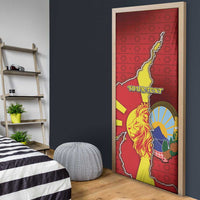 North Macedonia Door Cover National Emblem With Lion - Wonder Print Shop