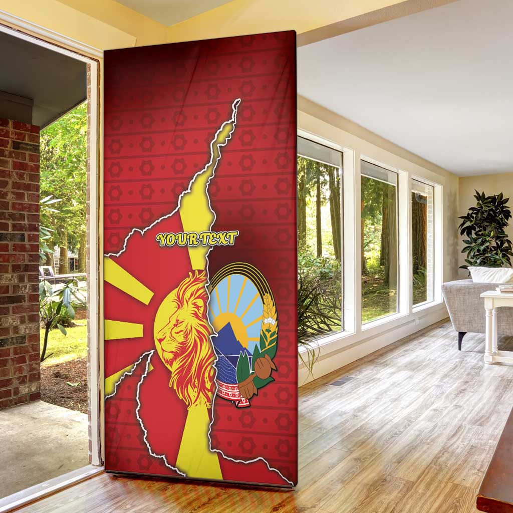 North Macedonia Door Cover National Emblem With Lion - Wonder Print Shop