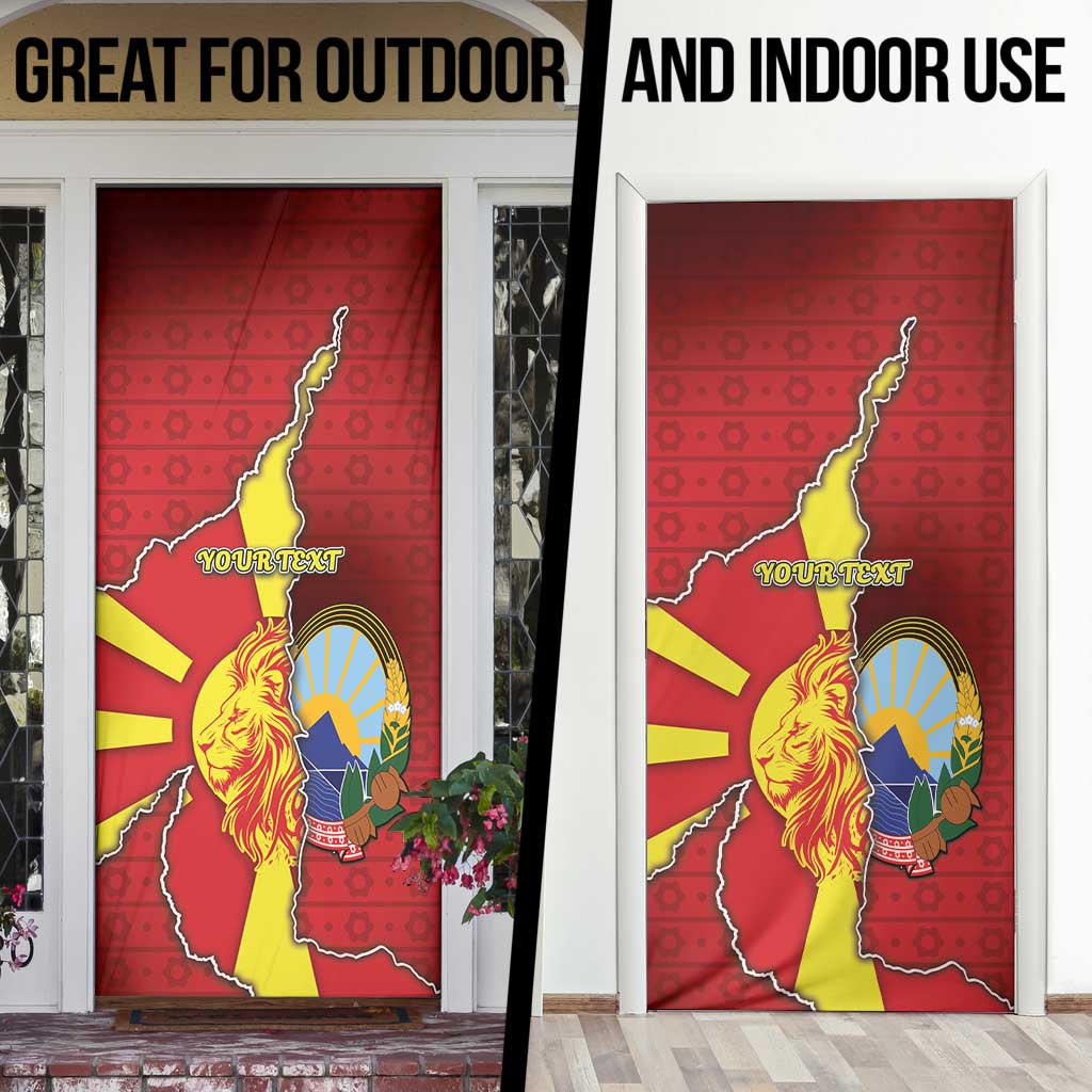 North Macedonia Door Cover National Emblem With Lion - Wonder Print Shop