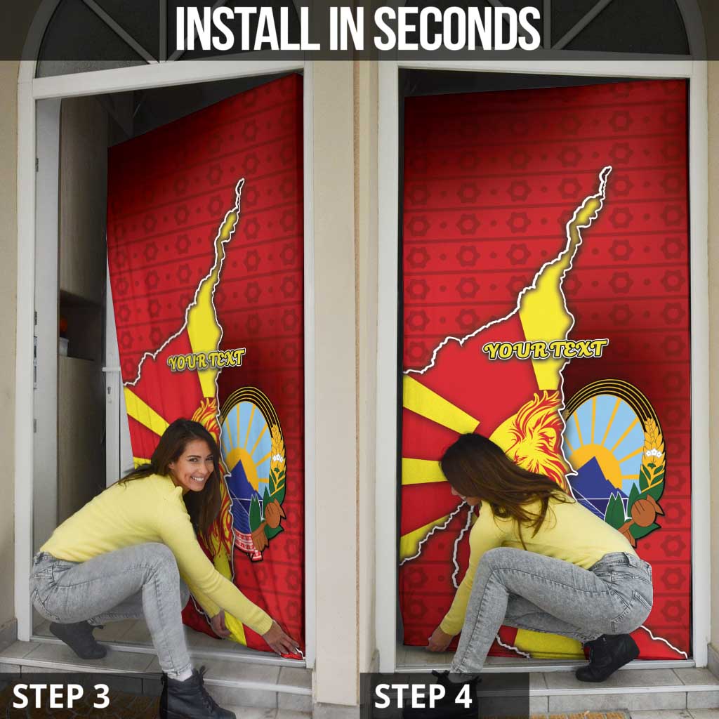 North Macedonia Door Cover National Emblem With Lion - Wonder Print Shop