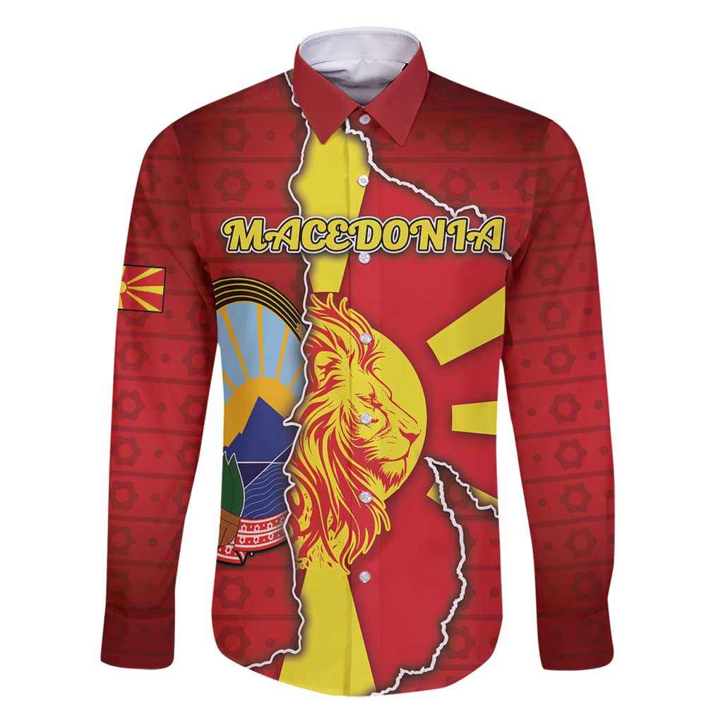 Personalized North Macedonia Family Matching Mermaid Dress and Hawaiian Shirt National Emblem With Lion - Wonder Print Shop