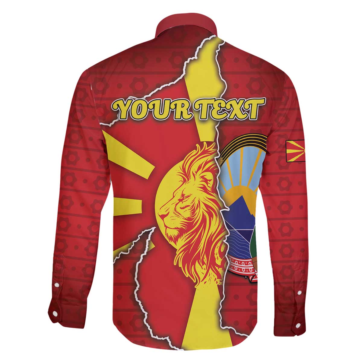 Personalized North Macedonia Family Matching Off The Shoulder Long Sleeve Dress and Hawaiian Shirt National Emblem With Lion - Wonder Print Shop