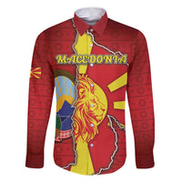 Personalized North Macedonia Family Matching Off Shoulder Maxi Dress and Hawaiian Shirt National Emblem With Lion - Wonder Print Shop