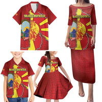 Personalized North Macedonia Family Matching Puletasi and Hawaiian Shirt National Emblem With Lion - Wonder Print Shop