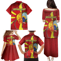 Personalized North Macedonia Family Matching Puletasi and Hawaiian Shirt National Emblem With Lion - Wonder Print Shop