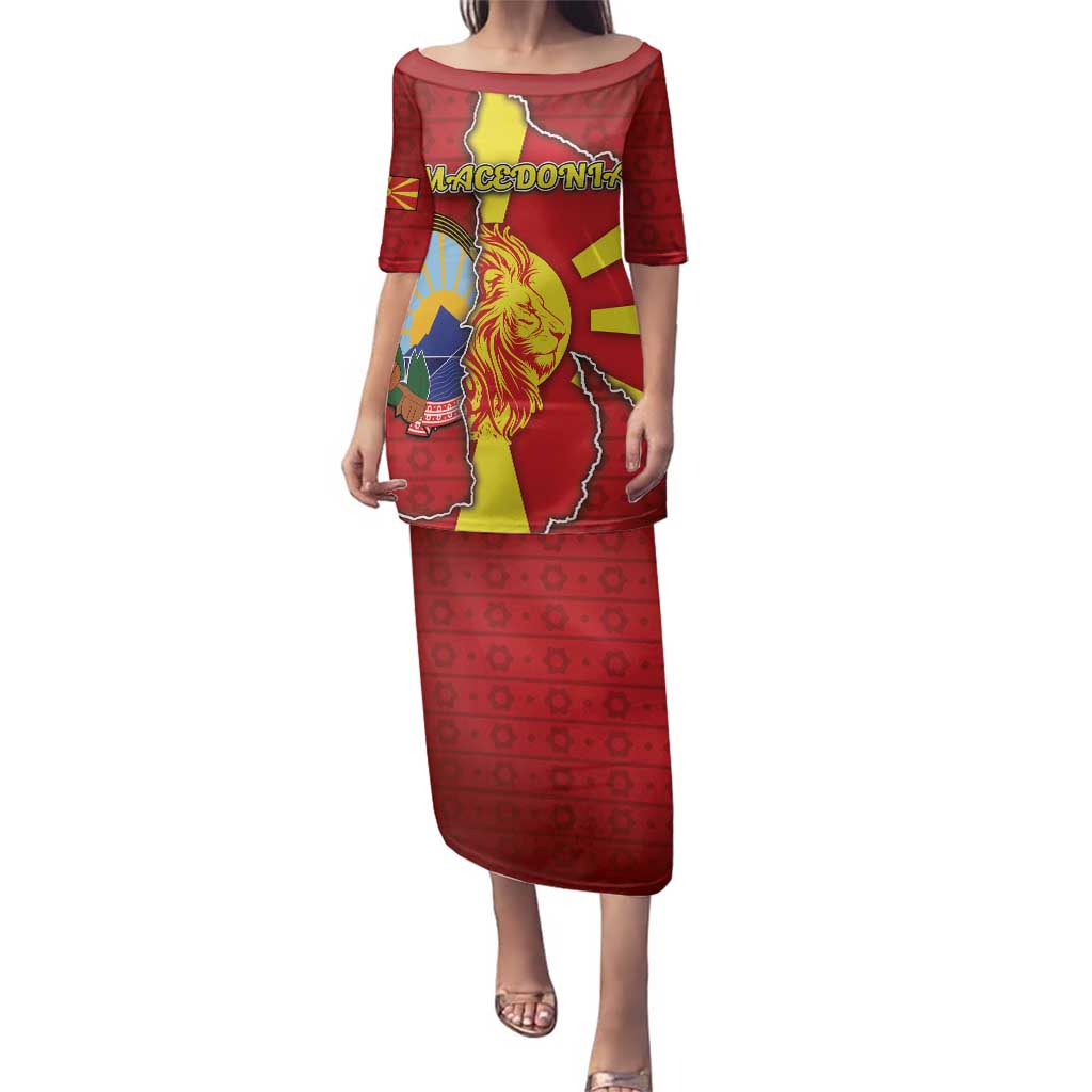 Personalized North Macedonia Family Matching Puletasi and Hawaiian Shirt National Emblem With Lion - Wonder Print Shop