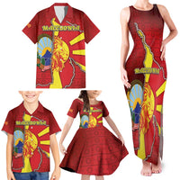 Personalized North Macedonia Family Matching Tank Maxi Dress and Hawaiian Shirt National Emblem With Lion - Wonder Print Shop