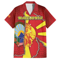 Personalized North Macedonia Family Matching Tank Maxi Dress and Hawaiian Shirt National Emblem With Lion - Wonder Print Shop