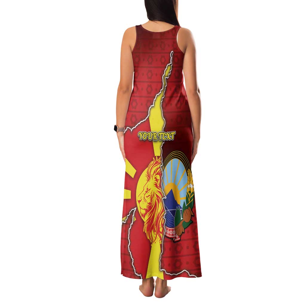 Personalized North Macedonia Family Matching Tank Maxi Dress and Hawaiian Shirt National Emblem With Lion - Wonder Print Shop