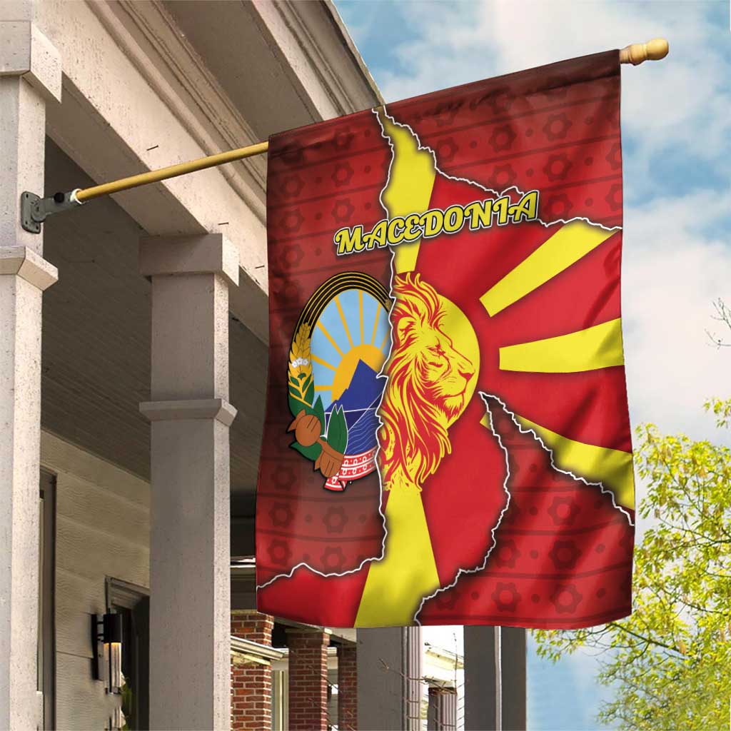 North Macedonia Garden Flag National Emblem With Lion - Wonder Print Shop