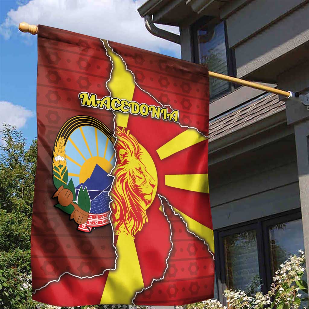 North Macedonia Garden Flag National Emblem With Lion - Wonder Print Shop