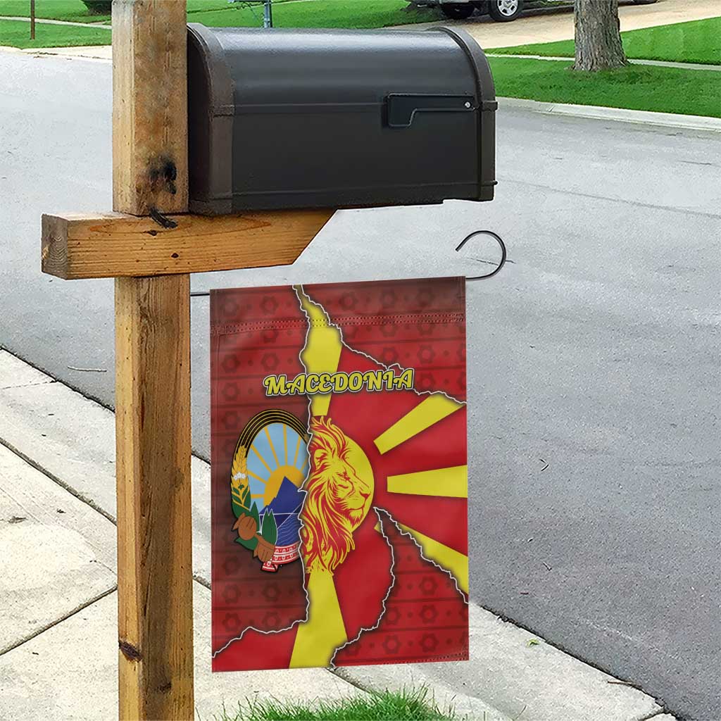 North Macedonia Garden Flag National Emblem With Lion - Wonder Print Shop