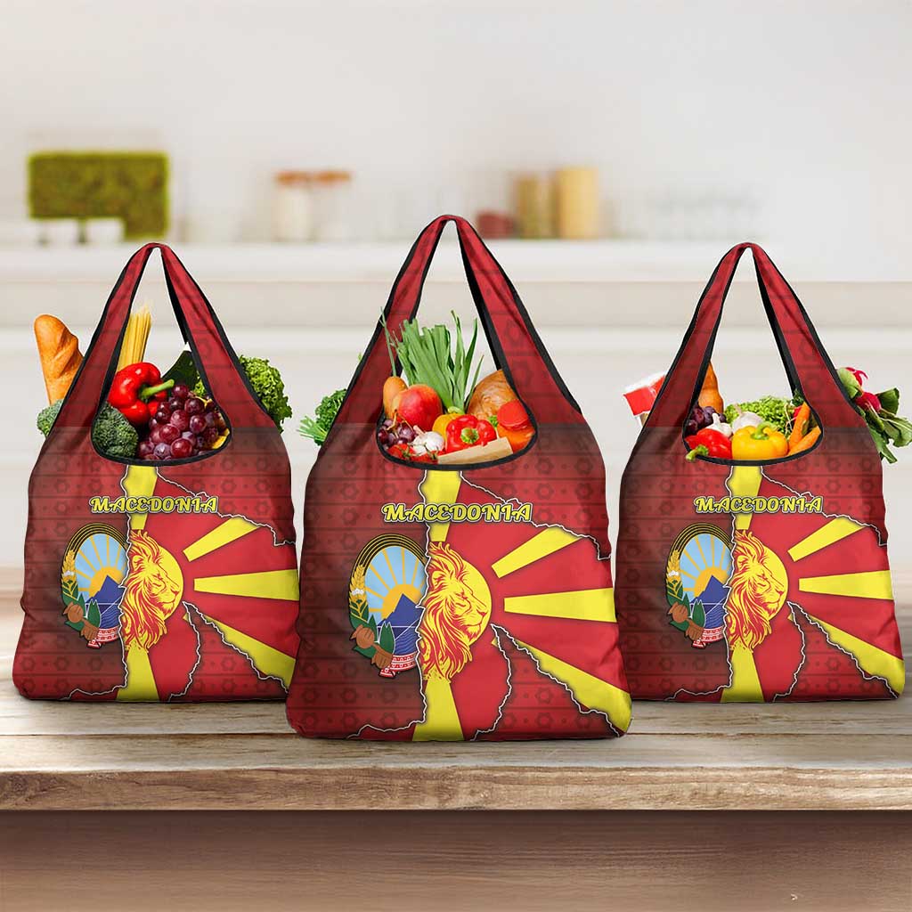 North Macedonia Grocery Bag National Emblem With Lion - Wonder Print Shop