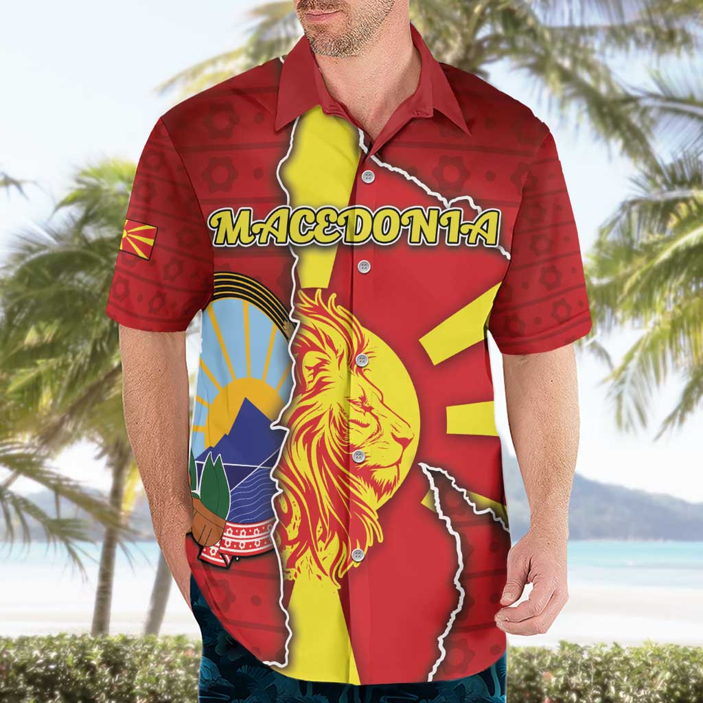 Personalized North Macedonia Hawaiian Shirt National Emblem With Lion - Wonder Print Shop
