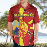Personalized North Macedonia Hawaiian Shirt National Emblem With Lion - Wonder Print Shop