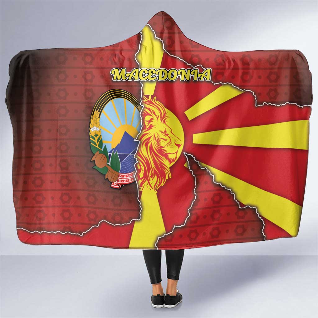 North Macedonia Hooded Blanket National Emblem With Lion - Wonder Print Shop