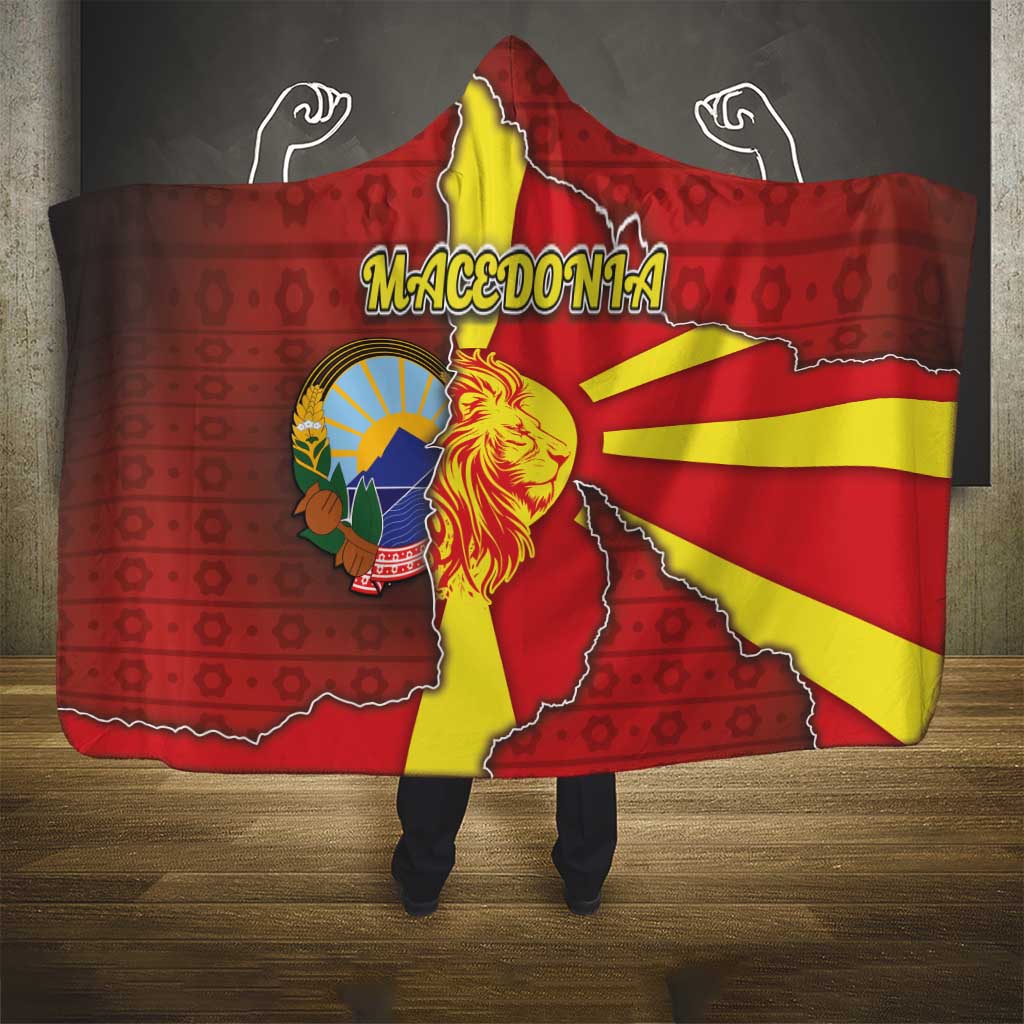 North Macedonia Hooded Blanket National Emblem With Lion - Wonder Print Shop
