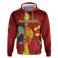Personalized North Macedonia Hoodie National Emblem With Lion - Wonder Print Shop
