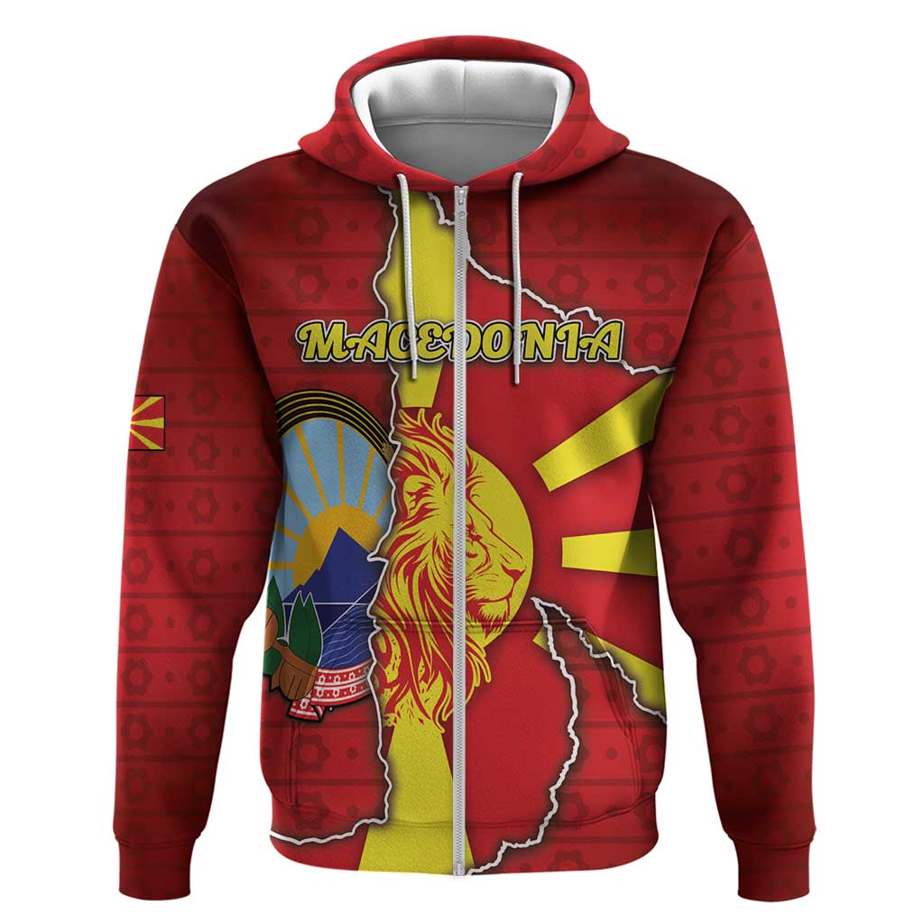 Personalized North Macedonia Hoodie National Emblem With Lion - Wonder Print Shop