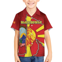 Personalized North Macedonia Kid Hawaiian Shirt National Emblem With Lion - Wonder Print Shop