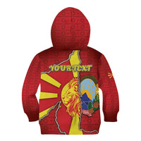 Personalized North Macedonia Kid Hoodie National Emblem With Lion - Wonder Print Shop