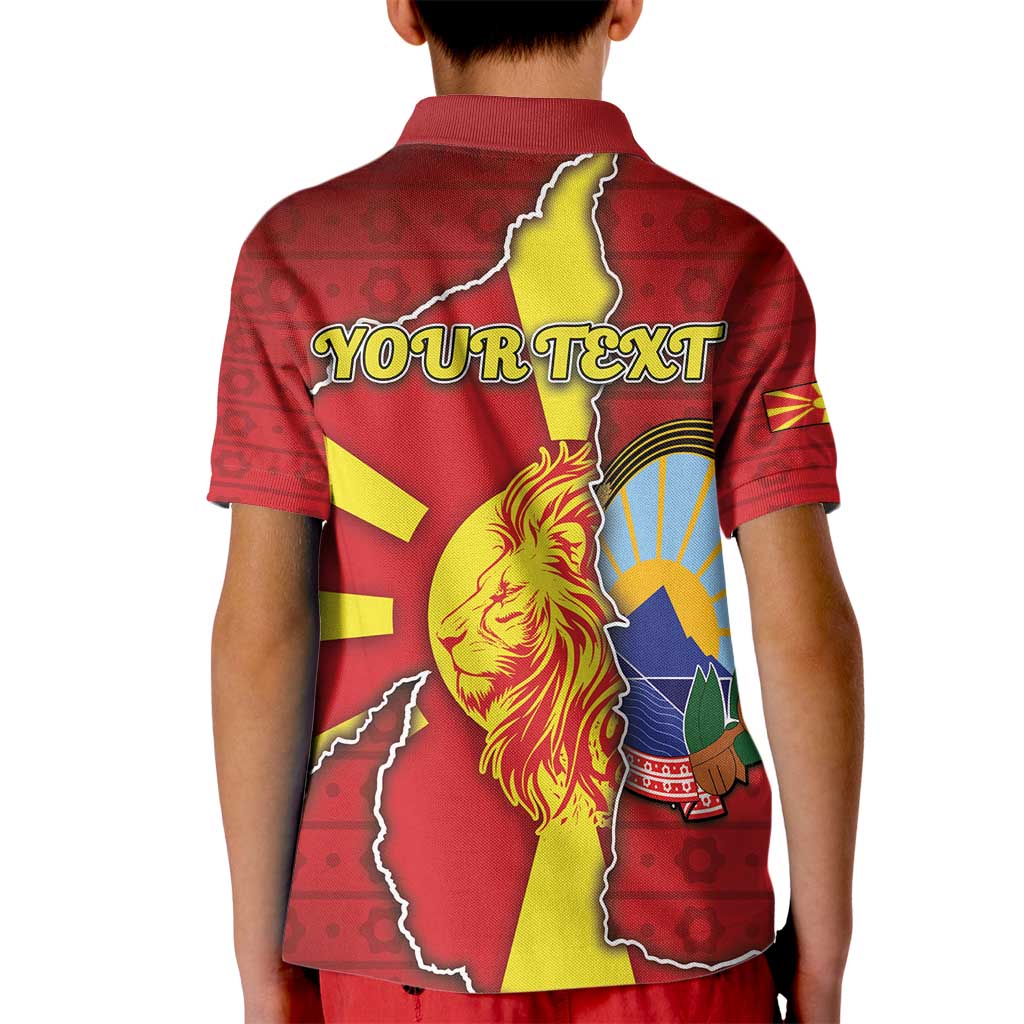 Personalized North Macedonia Kid Polo Shirt National Emblem With Lion - Wonder Print Shop