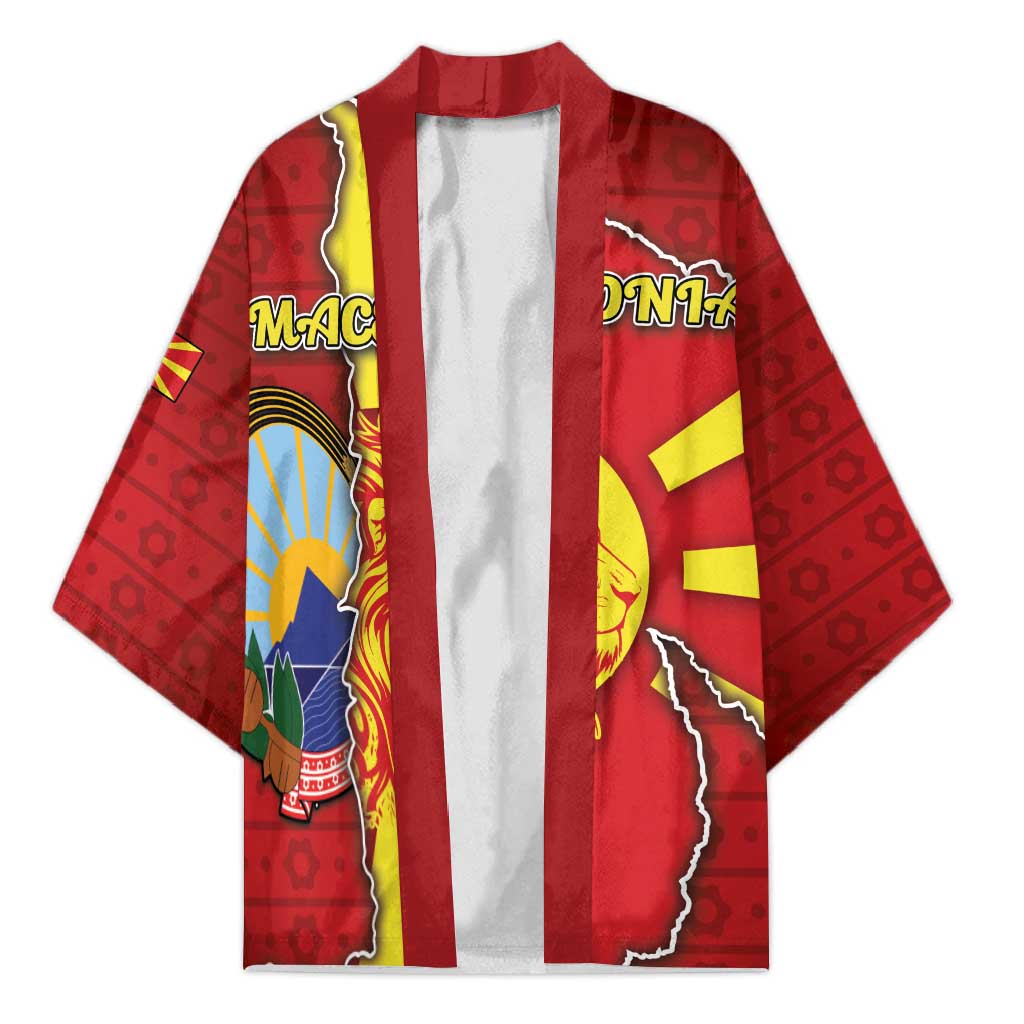 Personalized North Macedonia Kimono National Emblem With Lion - Wonder Print Shop