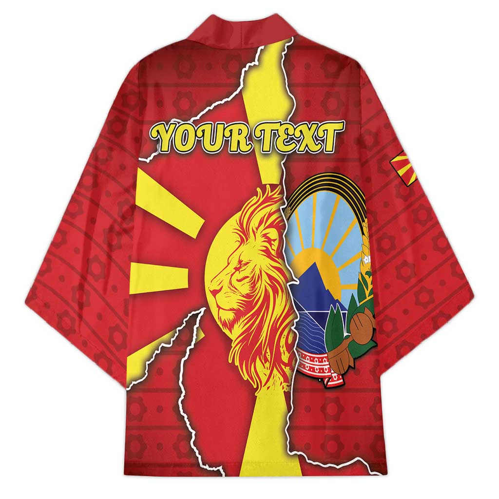 Personalized North Macedonia Kimono National Emblem With Lion - Wonder Print Shop