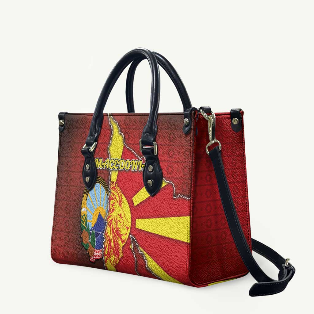 North Macedonia Leather Bag National Emblem With Lion - Wonder Print Shop