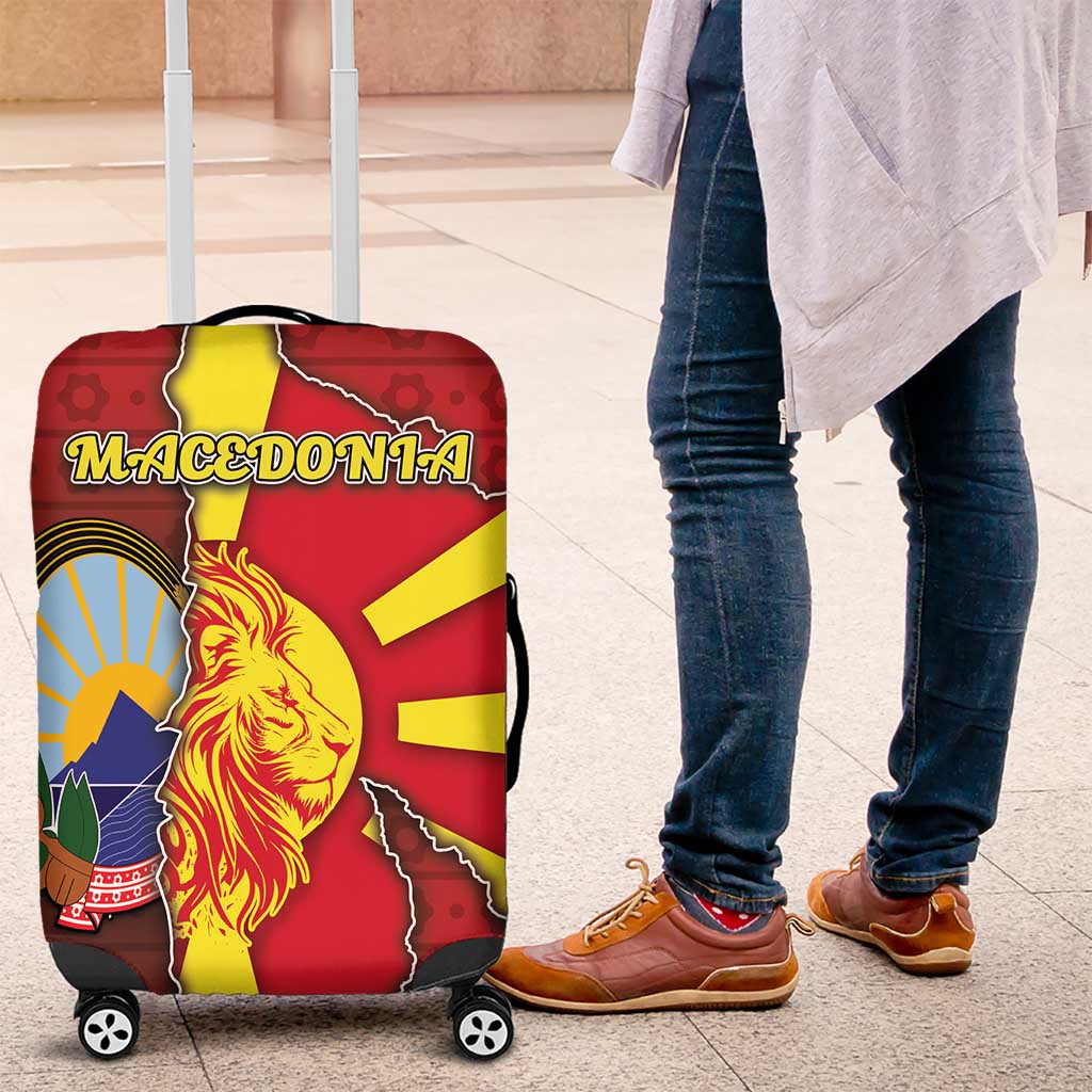 North Macedonia Luggage Cover National Emblem With Lion - Wonder Print Shop
