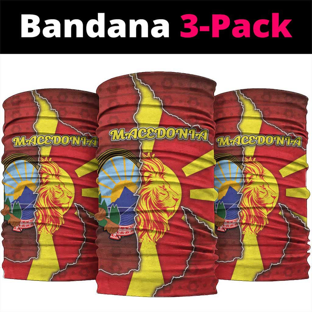 North Macedonia Neck Gaiter National Emblem With Lion - Wonder Print Shop