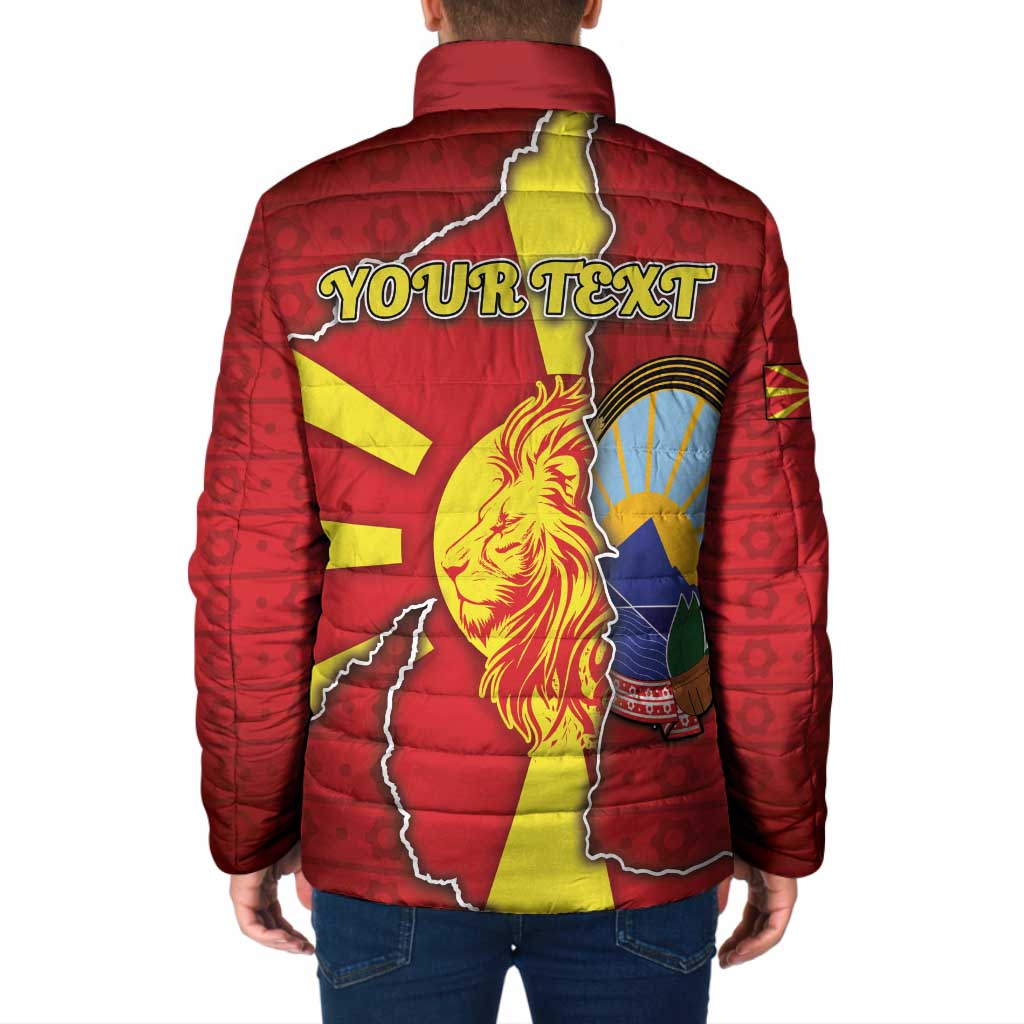 Personalized North Macedonia Padded Jacket National Emblem With Lion - Wonder Print Shop