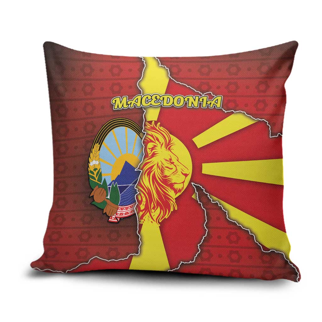 North Macedonia Pillow Cover National Emblem With Lion - Wonder Print Shop