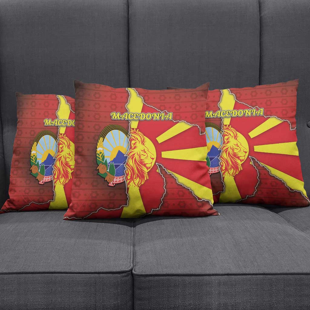 North Macedonia Pillow Cover National Emblem With Lion - Wonder Print Shop