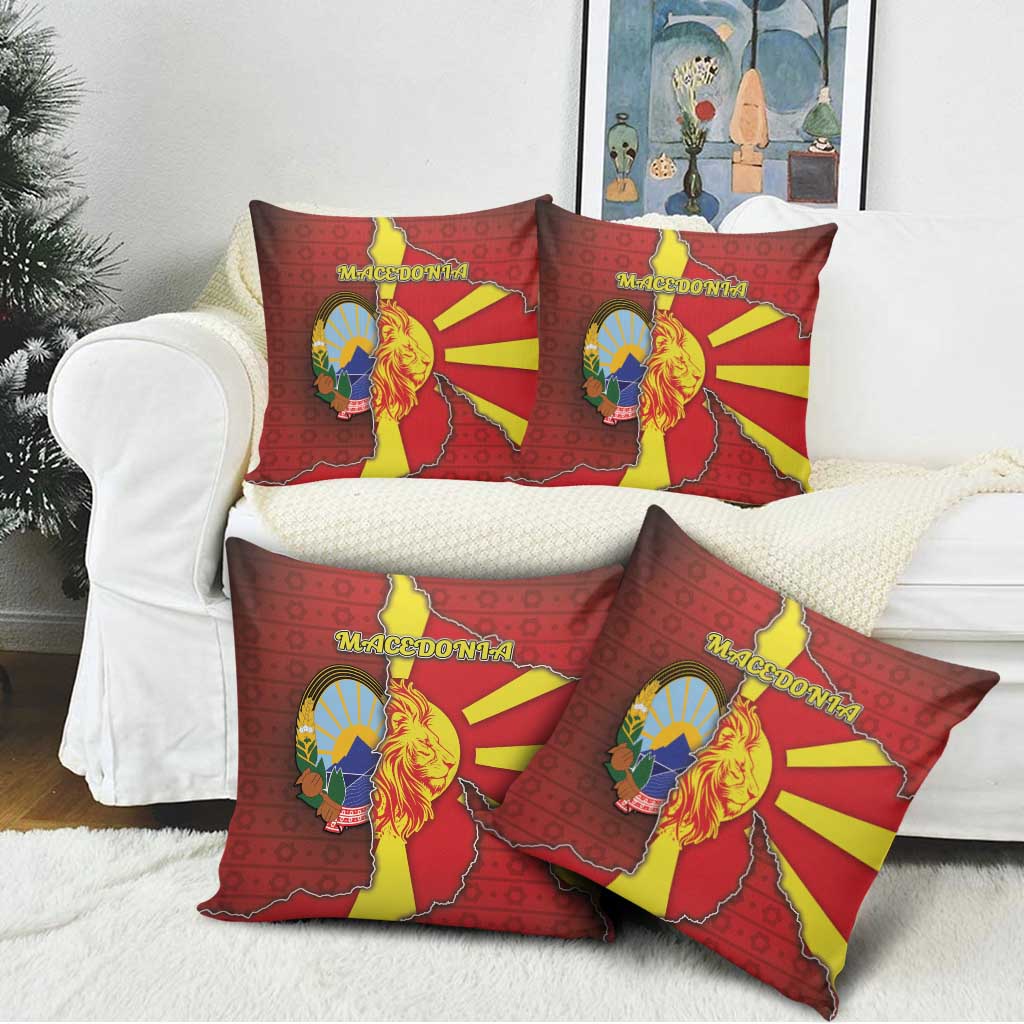 North Macedonia Pillow Cover National Emblem With Lion - Wonder Print Shop