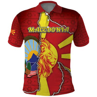 Personalized North Macedonia Polo Shirt National Emblem With Lion - Wonder Print Shop